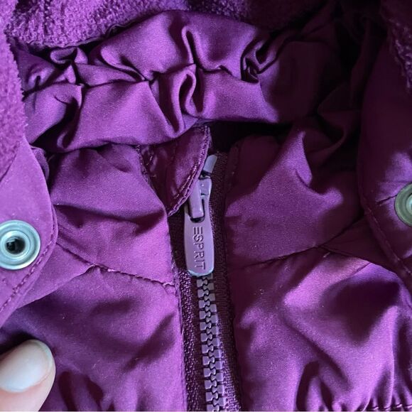 Esprit Purple Hooded Baby Girl Winter Coat Pockets Size 12 Months - Picture 10 of 11